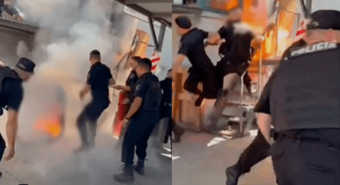 Dramático episodio en Rosario: un hombre se prendió fuego frente a una empresa por una presunta&nbsp;deuda